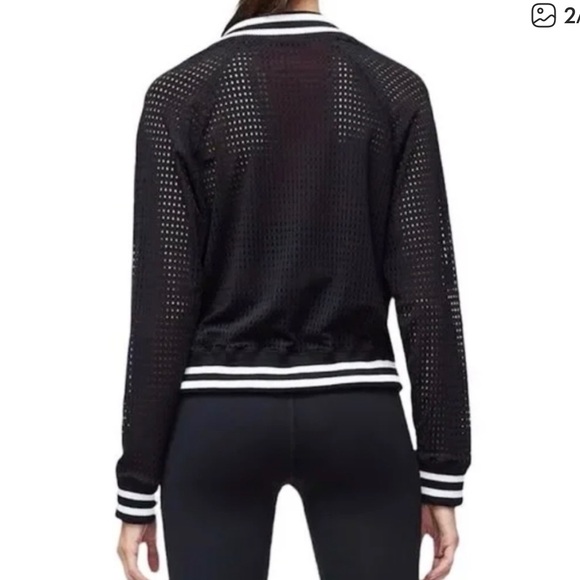 Good American Performance Black and White Mesh Bomber Jacket 4 - Picture 2 of 7